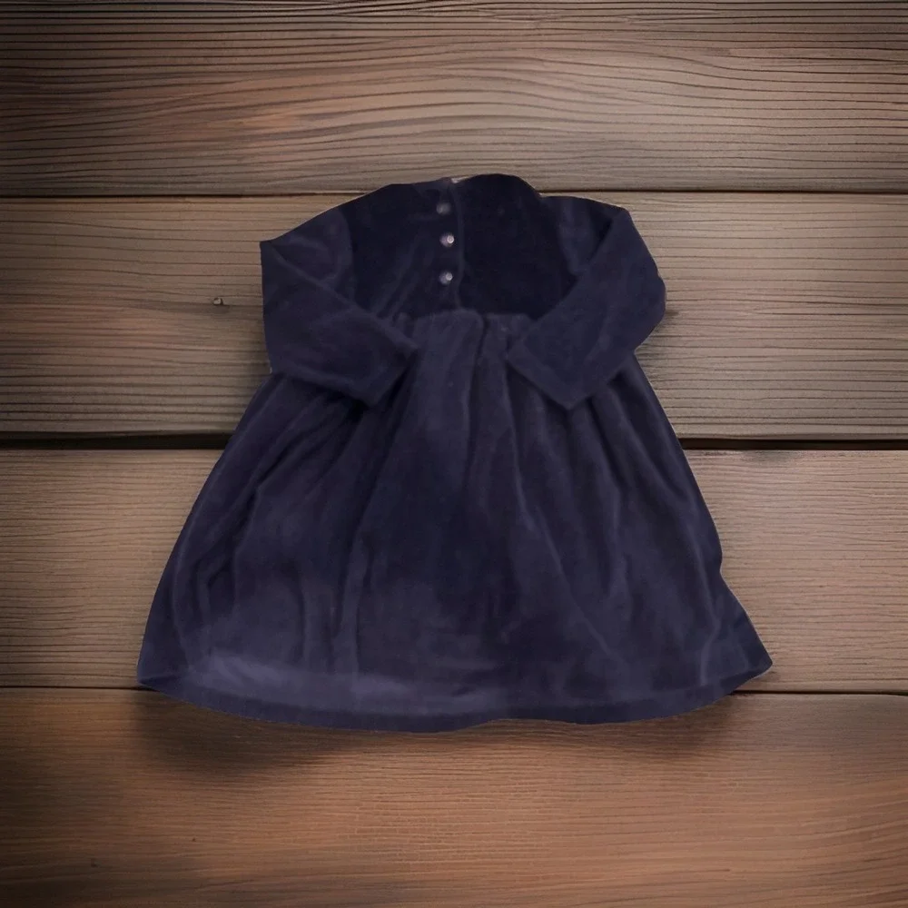 Vintage Lands End Blue Velvet Toddler Dress 4 Christmas Dress‎ Lace Collar